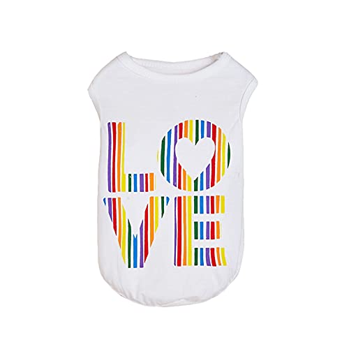 Baumwollhemden Haustierbekleidung Sommer Ärmelloses Haustier-Kleidungs-T-Shirt Kleine Katze-Regenbogen-Hundegestreifte Kleidungs-Haustier-Weste Haustierkleidung von Caritierily