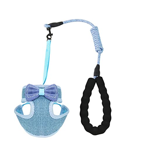 Bungee Leine Hund Katzengeschirr und Leine-Set zum Gehen im Freien, kleine große Katze, gepolsterte Mesh-Frontweste mit Leine, ausbruchsicher, verstellbare, weiche Weste mit (Blue, One Size) von Caritierily