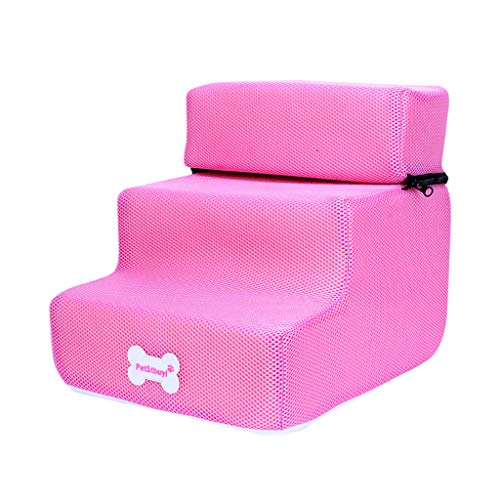 Caritierily Geführter Katzenball Katze Abnehmbare Hund Mesh Pet Steps 3 Pet Faltbare Treppenrampe Neues Atmungsaktives Bett Heimtierbedarf (Pink, One Size) von Caritierily