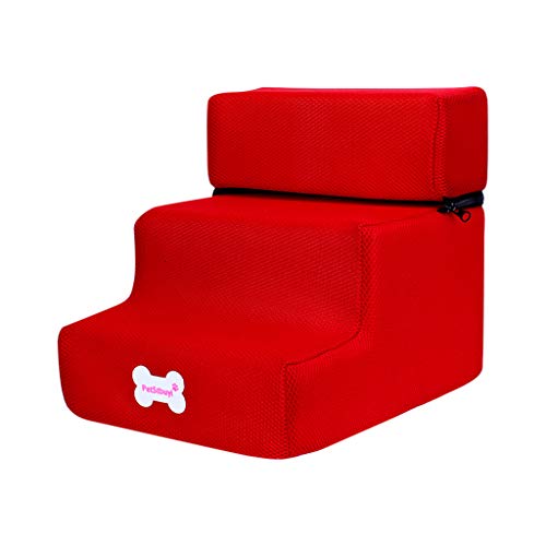 Caritierily Geführter Katzenball Katze Abnehmbare Hund Mesh Pet Steps 3 Pet Faltbare Treppenrampe Neues Atmungsaktives Bett Heimtierbedarf (Red, One Size) von Caritierily