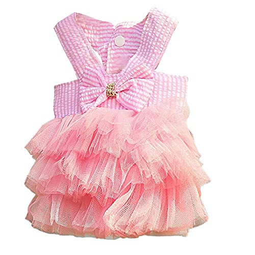 Caritierily Hund gestreifter Welpe Mesh-Modekleid für Hund Rock Kleidung Prinzessin Kleider Streifenkleid Tierkleid Prinzessin Hund Blase Tier Kleidung Chihuahua Pudel von Caritierily