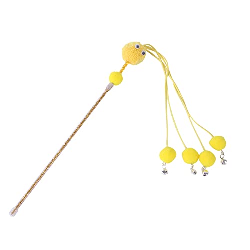 Interaktives Katzenspielzeug Intelligenz The Ball Bell Teases The Cat Stick The Cat Interaktive Lösung Langeweile Haustier Katze Tassel Ball Katzenspielzeug Interaktiver Stick Tonspielzeug (Yellow, A) von Caritierily