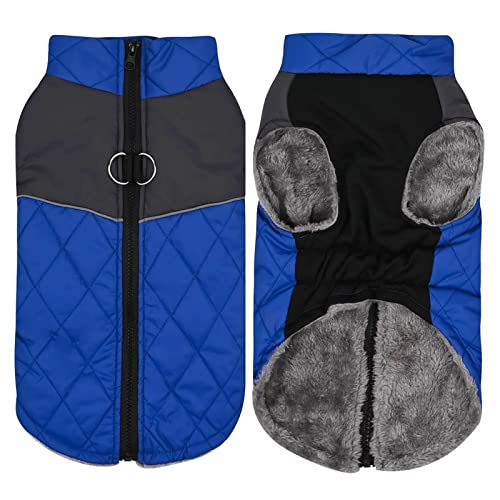 Kleine Hunde Hemd Jeans Overall wasserdichter Haustiermantel Winterwarmer Hundemantel für kleine mittelgroße Hunde Hundemantel Rückenlänge 55 cm von PONLEE