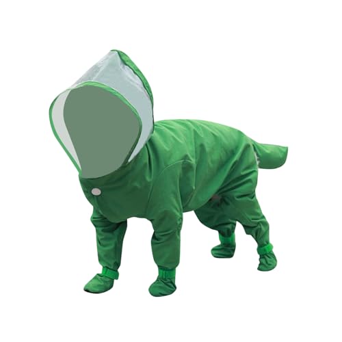 Wassersäule 5000 Mm Welpen-Regenmäntel mit , Hunde-Regenjacke Regenstiefel, Overall, Hunde-Regenponcho für kleine mittelgroße Hunde, Hundestiefel, rutschfeste Hundeschuhe, für Hardshell (Green, L) von Caritierily