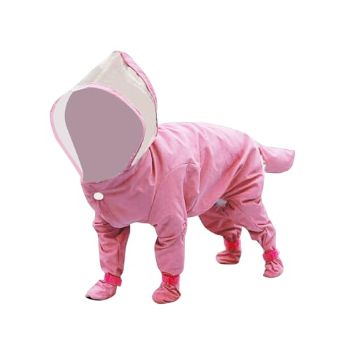 Wassersäule 5000 Mm Welpen-Regenmäntel mit , Hunde-Regenjacke Regenstiefel, Overall, Hunde-Regenponcho für kleine mittelgroße Hunde, Hundestiefel, rutschfeste Hundeschuhe, für Hardshell (Pink, XL) von Caritierily