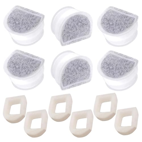 Carkio Pet Fountain Filter Replacement, 6 Carbon Filters + 6 Foam Pre-Filter Replacement Compatible with PetSafe Drinkwell Pet Water Fountain, fit for Multiple Pet Water Dispensers Water Bowl von Carkio