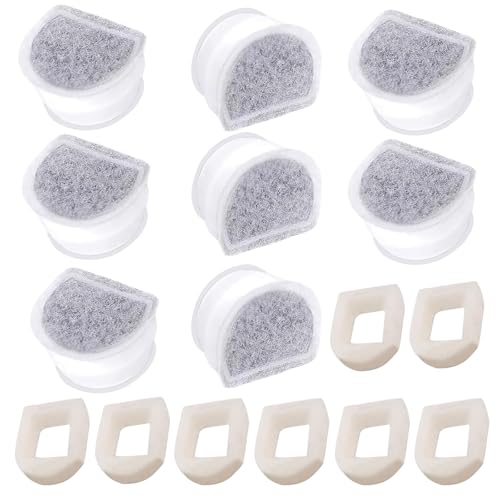 Carkio Pet Fountain Filter Replacement, 8 Carbon Filters + 8 Foam Pre-Filter Replacement Compatible with PetSafe Drinkwell Pet Water Fountain, fit for Multiple Pet Water Dispensers Water Bowl von Carkio