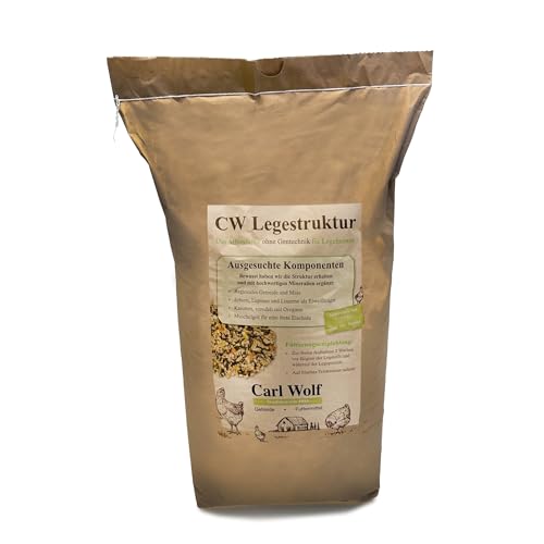 Carl Wolf Legestruktur - 20 kg - Alleinfuttermittel für Legehennen & Hühner - mit Karotte & Oregano - enthält wichtigen Nährstoffe von Carl Wolf