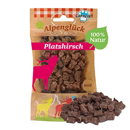 Carnello Hundesnack – Alpenglück Platzhirsch – Hundefutter trocken Getreidefrei, Hunde Leckerlis Getreidefrei – Hundeleckerli Getreidefrei - Wiederverschließbare Beutel (1 x 60g) von Carnello