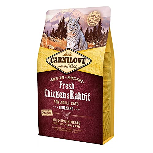 Carnilove Carnilove Fre Chicken & Rabbit Gourmand Trockenfutter für Katzen, 2 kg, Packung mit 20 x 100 g, insgesamt 2000 g von CARNILOVE