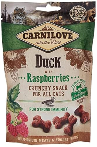 Carnilove Crunchy Snack Duck & Raspberries Leckerlis für Katzen, 50 g, 31 x 1,61 g, insgesamt 50 g von CARNILOVE