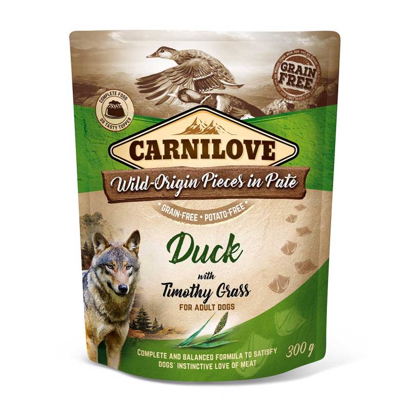 Carnilove Dog Pouch Paté - Duck with Timothy Grass 12x300g von Carnilove