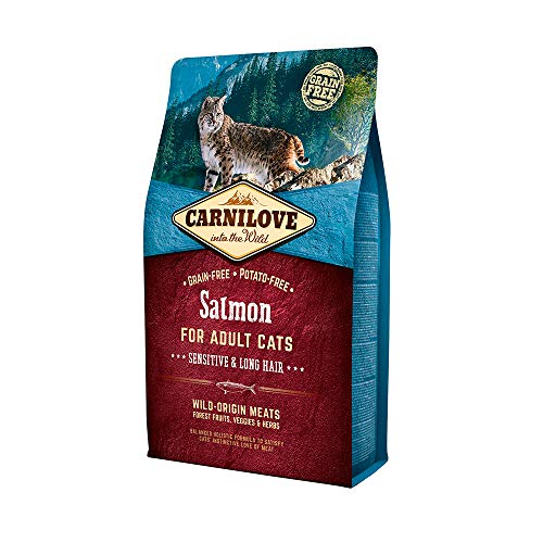 Carnilove Carnilove Lachs Sensitive & Long Hair Trockenfutter für Katzen, 400 g von CARNILOVE