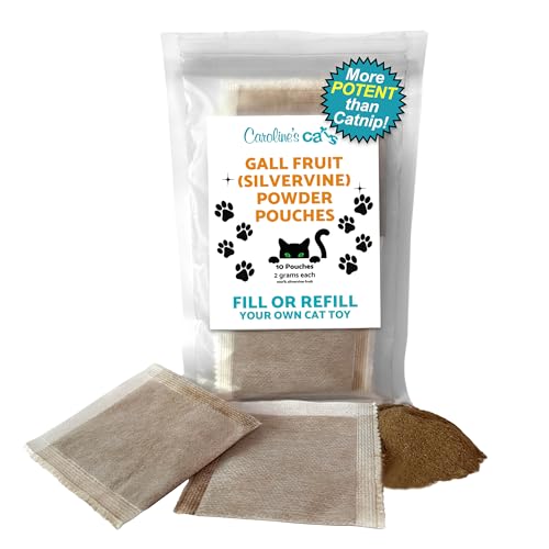 Caroline's Cats Silvervine Gall Fruchtbeutel für Katzenspielzeug - Katzenminze Alternative Pakete Nachfüllpackung für flatternde Vogel und Katzenminze Spielzeug; Katzenminze Teebeutel 10 Päckchen von Caroline's Cats