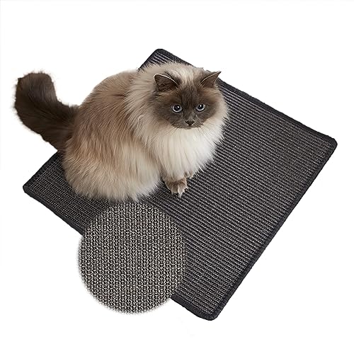 Kratzmatte für Katzen - Fußmatte Sisal Kratzteppich - natürliche Sisalmatte robust - Vorleger aus 100% Sisal - Katzenkratzmatte anthrazit 50 x 50 cm von Carpido