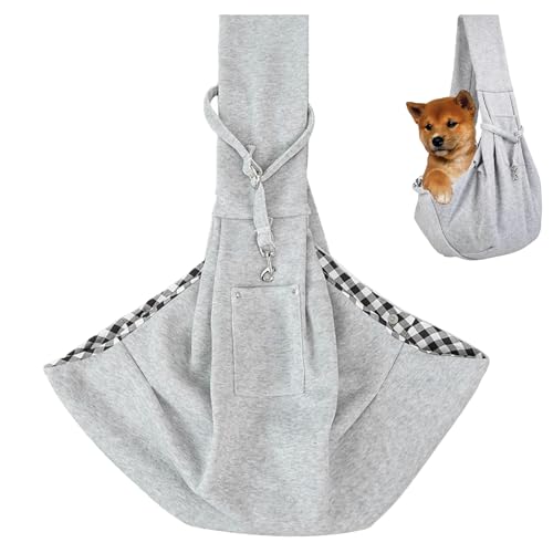 Tragetasche Hund,Hundetragetasche,Hunde Tragetasche,Tragfähigkeit 15 Pfund,Breites Schultergurt-Design,Geeignet für Spaziergänge,Outdoor-Aktivitäten und Kurztrips (Grau) von Carreneu