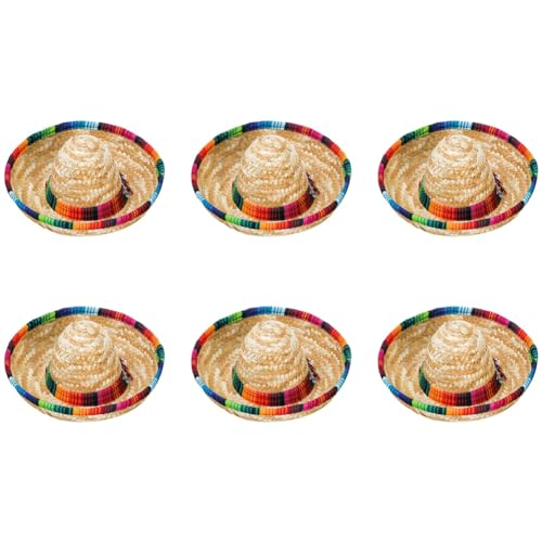 Carriere 6er-Pack Kleine Sombrero-Hüte, 6,5-Naturstrohhüte, Sombrero-Partyhüte, Puppen, Haustiere, Partydekorationszubehör von Carriere