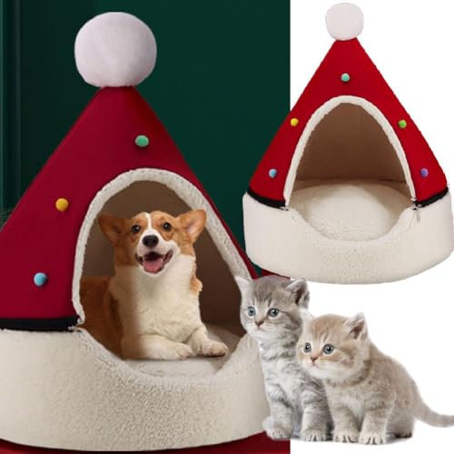 1 Packung Weihnachtsbaum Katzenhäuser, Weihnachtsbaum Katzenhaus Katzenhöhle Bett, Haustier Weihnachtsbaum Katzenbetten, Katzenschlafsack für Indoor Katzen, Weiche Katze Weihnachtsbaum Warm von Carroterr