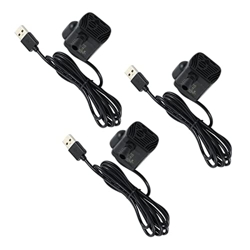 Carruuba 3X Ultra-Leise Mini Brüstenlos USB Wasser Pumpe 5V 70cm Tauch Brunnen Aquarium Umlaufend von Carruuba