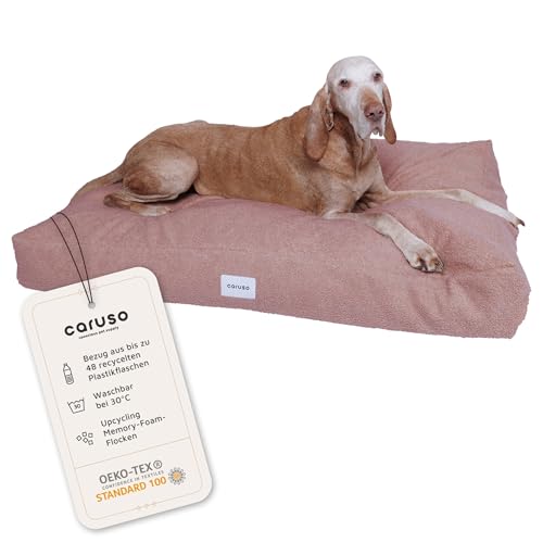 Caruso Recycling Hundebett L - für Grosse und mittelgroße, ergonomisch, Hundekissen waschbar, Hundebett Abnehmbarer Bezug, Hundebett orthopädisch durch Memory Foam, rosa von Caruso Conscious Pet Supply