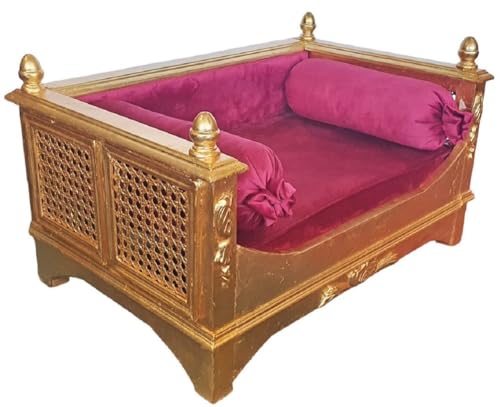 Casa Padrino Barock Hundebett Bordeauxrot/Gold - Prunkvolles Antik Stil Hundebett - Handgefertigte Hunde Möbel im Barockstil - Antik Stil Tiermöbel - Barock Tiermöbel von Casa Padrino