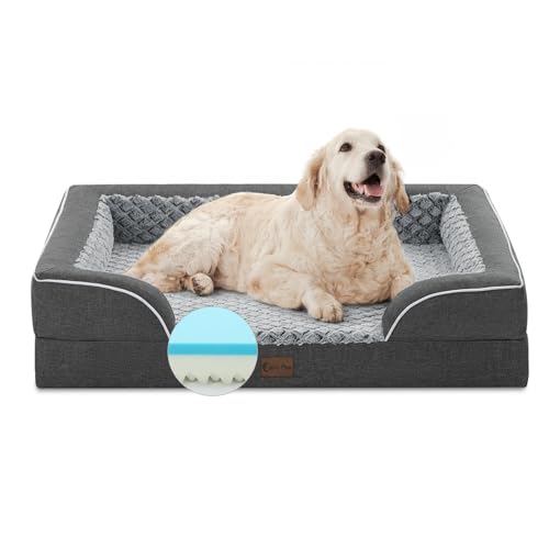 Casa Paw Orthopädisches XL-Hundebett für extra große Hunde, wasserdichtes Hundebett aus Memory-Schaum mit Seiten, rutschfester Unterseite und Eierkisten-Schaumstoff, großes Hunde-Couch-Bett mit von Casa Paw