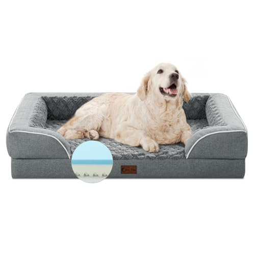 Casa Paw Orthopädisches XL-Hundebett für extra große Hunde, wasserdichtes Hundebett aus Memory-Schaum mit Seiten, rutschfester Unterseite und Eierkisten-Schaumstoff, großes Hunde-Couch-Bett mit von Casa Paw