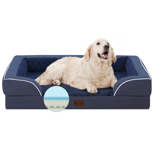 Casa Paw Orthopädisches XL-Hundebett für extra große Hunde, wasserdichtes Hundebett aus Memory-Schaum mit Seiten, rutschfester Unterseite und Eierkisten-Schaumstoff, großes Hunde-Couch-Bett mit von Casa Paw