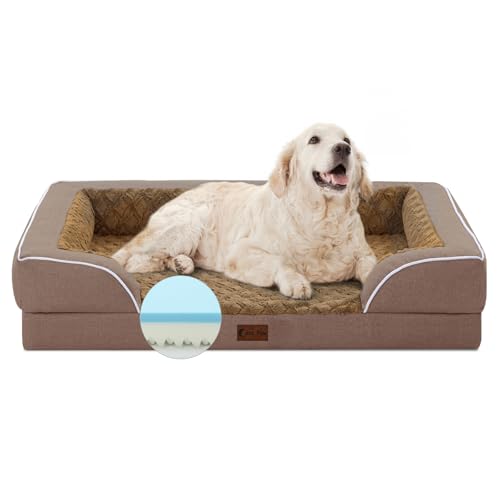 Casa Paw Orthopädisches XL-Hundebett für extra große Hunde, wasserdichtes Hundebett aus Memory-Schaum mit Seiten, rutschfester Unterseite und Eierkisten-Schaumstoff, großes Hunde-Couch-Bett mit von Casa Paw