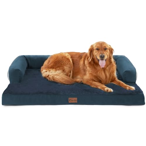 Casa Paw Orthopädisches Hundebett für extra große Hunde, wasserdicht, mit Memory-Schaum, Couchbett mit bequemer Nackenrolle, abnehmbarem, waschbarem Bezug und rutschfester Unterseite, Größe XL, von Casa Paw