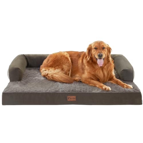 Casa Paw Orthopädisches Hundebett für extra große Hunde, wasserdichte Hundebetten XL, Memory-Schaumstoff-Hundecouchbett, bequeme Nackenrolle mit abnehmbarem, rutschfeste Unterseite (XL, dunkelgrün) von Casa Paw