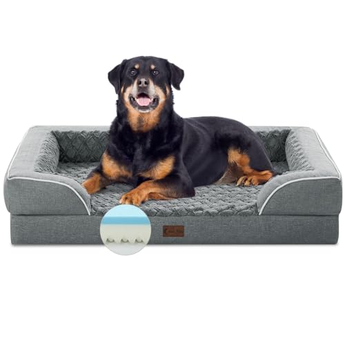 Casa Paw Orthopädisches, wasserdichtes Hundebett für extra große Hunde, Memory-Schaum, XL-Hundebett mit Seiten, Eierkistenschaum und rutschfester Unterseite, Jumbo-Hunde-Couch-Bett mit waschbarem, von Casa Paw