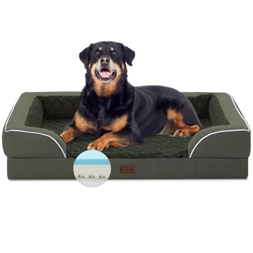 Casa Paw Orthopädisches, wasserdichtes Hundebett für extra große Hunde, Memory-Schaum, XL-Hundebett mit Seiten, Eierkistenschaum und rutschfester Unterseite, Jumbo-Hunde-Couch-Bett mit waschbarem, von Casa Paw