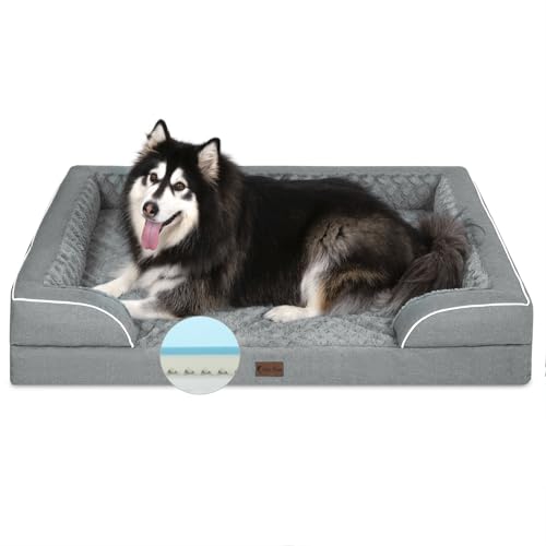 Casa Paw Orthopädisches XXL-Hundebett für extra große Hunde, wasserdichtes Hundebett aus Memory-Schaum mit Seiten, Eierkisten-Schaumstoff und rutschfester Unterseite, großes Hunde-Couch-Bett mit von Casa Paw