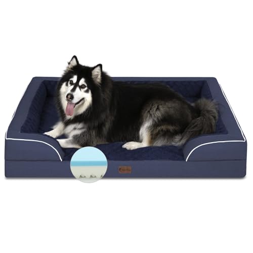 Casa Paw Orthopädisches XXL-Hundebett für extra große Hunde, wasserdichtes Memory-Foam-Hundebett mit Seiten, Eierkisten-Schaumstoff und rutschfester Unterseite, großes Hunde-Couch-Bett mit waschbarem, von Casa Paw