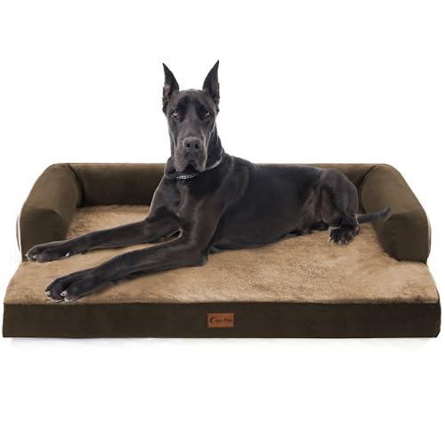 Casa Paw XXL Hundebett mit Nackenrolle, orthopädische Hundebetten für extra große Hunde, wasserdichtes Hundebett, Memory-Schaum, Hundebett mit abnehmbarem, waschbarem Bezug, rutschfeste Unterseite von Casa Paw