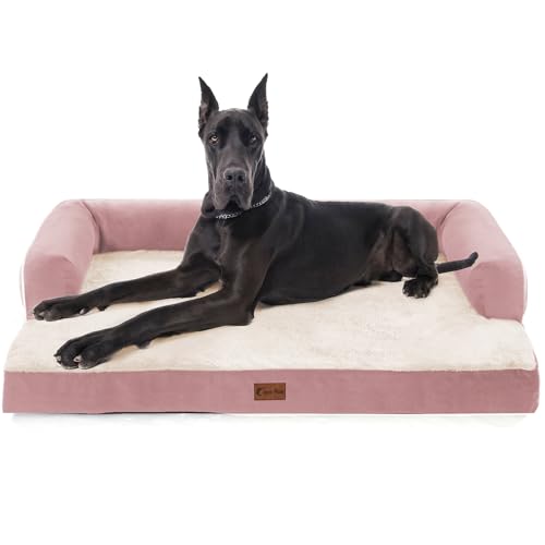 Casa Paw XXL Hundebett mit Nackenrolle, orthopädische Hundebetten für extra große Hunde, wasserdichtes Hundebett, Memory-Schaum, Hundebett mit abnehmbarem, waschbarem Bezug, rutschfeste Unterseite von Casa Paw