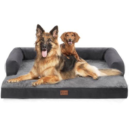 Casa Paw XXL Hundebett mit Nackenrollen, Orthopädische Hundebetten für extra große Hunde, wasserdichte Hundebetten XLarge, rutschfeste Unterseite (XX-Large, Dunkelgrau) von Casa Paw