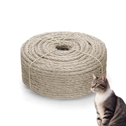 Casgee Sisalseil für Kratzbaum 8mm x 20m, Natur Sisal Seil, Seil für Kratzbaum, Sisal Kratzbaum Ersatz für Katzen, Kratzbaum Seil, Sisal Schnur für Kratzbaum Ersatz, Dekorieren von Häusern Natur von Casgee