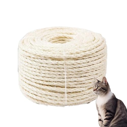 Casgee Sisalseil für Kratzbaum 8mm x 20m, Natur Sisal Seil, Seil für Kratzbaum, Sisal Kratzbaum Ersatz für Katzen, Kratzbaum Seil, Sisal Schnur für Kratzbaum Ersatz, Dekorieren von Häusern Weiß von Casgee