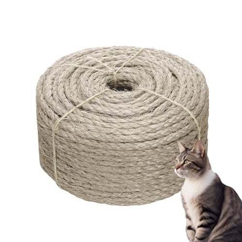 Casgee Sisalseil für Kratzbaum 8mm x 30m, Natur Sisal Seil, Seil für Kratzbaum, Sisal Kratzbaum Ersatz für Katzen, Kratzbaum Seil, Sisal Schnur für Kratzbaum Ersatz, Dekorieren von Häusern Natur von Casgee