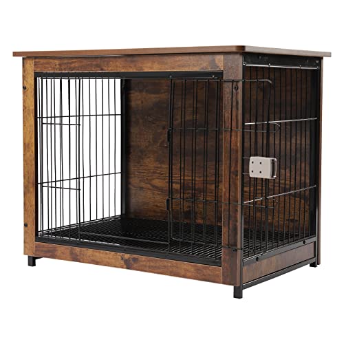 Hölzerner Hundekäfig mit Tischoberfläche Hundebox, Hundekäfig Möbel, Moderne Hundehütte Indoor, Hundebox, Moderne Hundehütte Indoor, Indoor Vintage Hundehaus Tierkäfig, 80x55x64.5cm, Schwarz von Caskunbsy