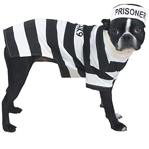 Casual Canine Prison Pooch Kostüm für Hunde, 40,6 cm, Größe M, Schwarz und Weiß von Casual Canine