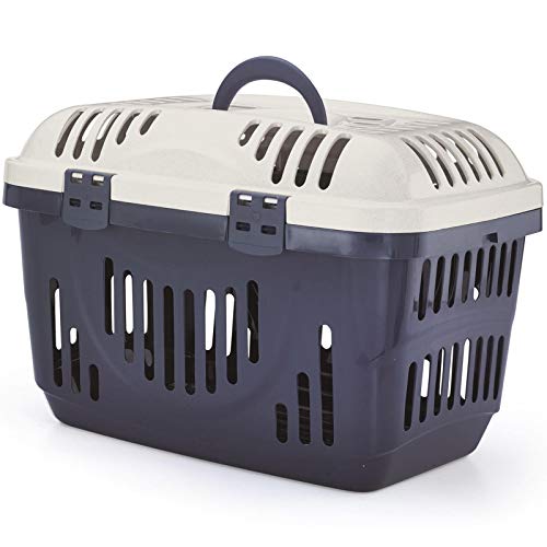 Cat Centre Transportbox Katze Open Top Katzentransportbox Katzenkorb Katzenbox Transportbehälter Grau Creme 49 x 34 x 32 cm von Cat Centre