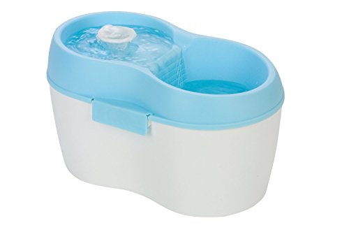 Lillylin CH010-B Trinkbrunnen mit integrierter Zahnpflege für Katzen und kleinen Hunden, weiß-Aqua von Cat H2O