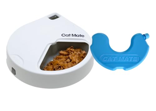 Cat Mate C300 Automatischer Tierfutterautomat mit 3 Näpfen und digitalem Timer, für Katzen und kleine Hunde, für nasses und trockenes Tierfutter, 3 Mahlzeiten von Cat Mate