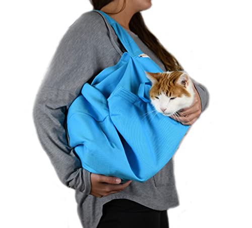 Cat-in-the-Bag Cozy Comfort Tragetasche, groß, hellblau, Katzentragetasche und Katzenrückhaltetasche für Medikamente, Fellpflege, Tierarztbesuche, Zahnpflege und Nageltrimmen von Cat-in-the-bag