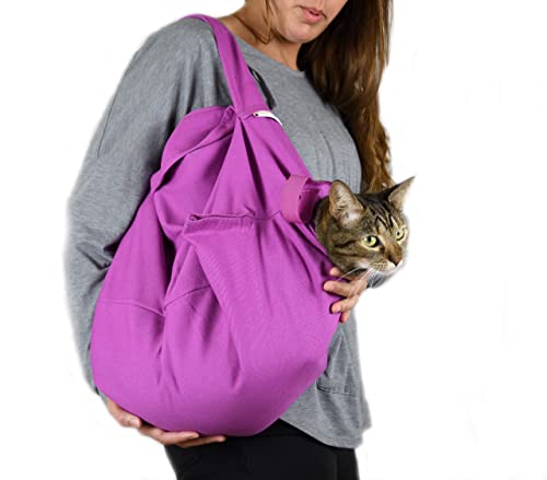 Cat-in-the-Bag Cozy Comfort Tragetasche, kleine Lavendel-Katzentragetasche, weich, Katzenrückhaltetasche und Katzen-Tragetasche, für Fellpflege, Tierarztbesuche, Medikamentenverwaltung, Zahnpflege und von Cat-in-the-bag