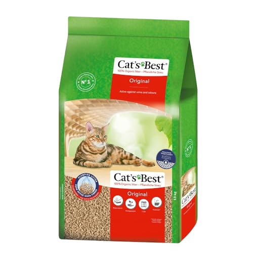 Cat's Best Original Katzenstreu, 100 % pflanzliche Katzen Klumpstreu mit maximaler Saugkraft – bekämpft Gerüche natürlich aktiv, 17,2 kg/40 l von Cat's Best