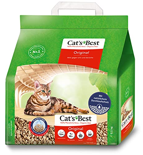 Cat's Best Original Katzenstreu, 100 % pflanzliche Katzen Klumpstreu mit maximaler Saugkraft – bekämpft Gerüche natürlich aktiv, 2,1 kg/5 l von Cat's Best